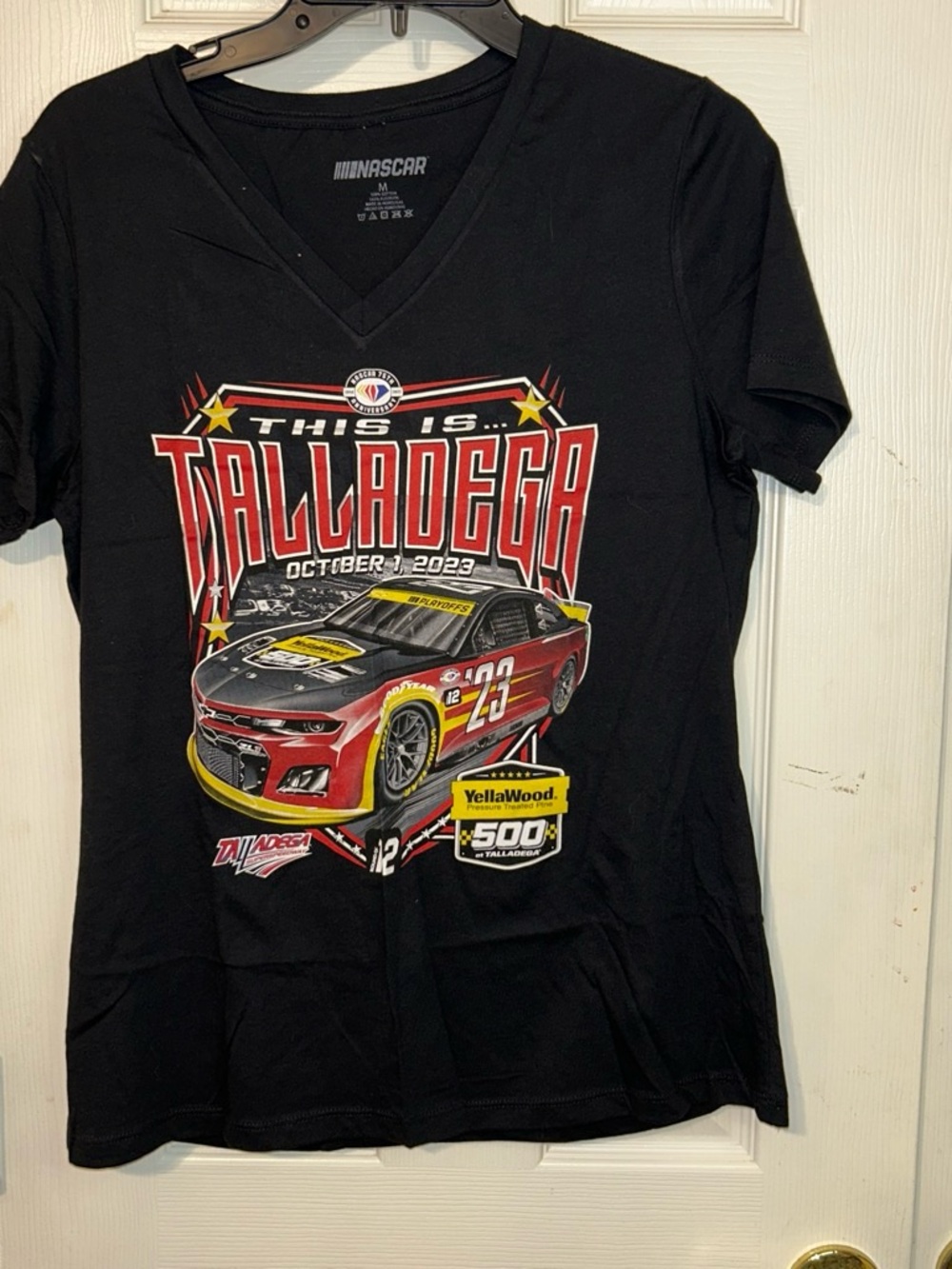 Nascar Black Talladega 2023 Graphic Tee with Red Race Car